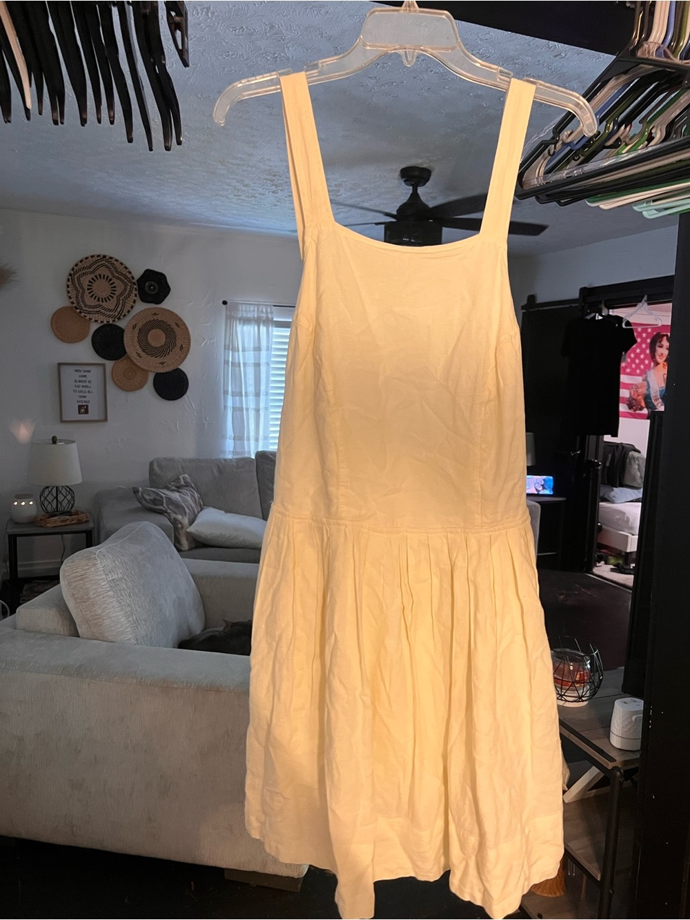 Free People Cream Square-Neck Mini Dress